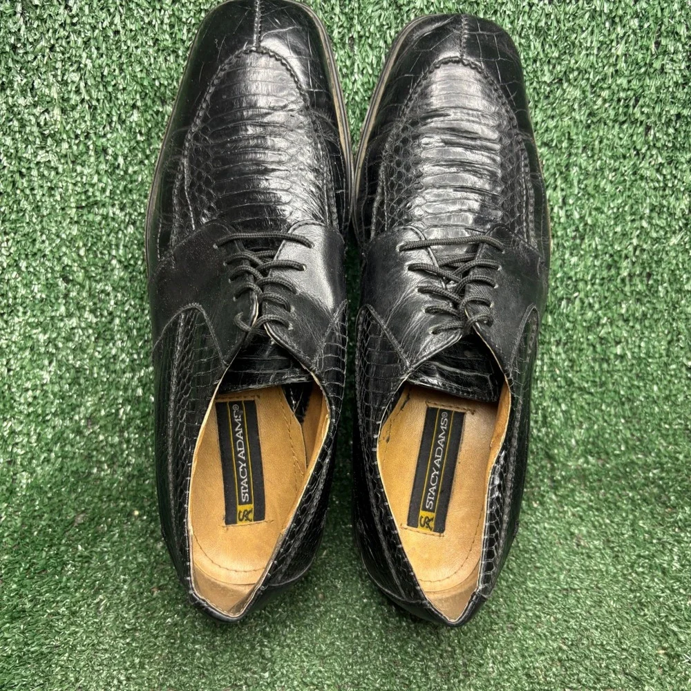 Stacy Adams Genuine Snake Leather Skin Exotic Dress Oxford Shoe Black Mens 9.5 M